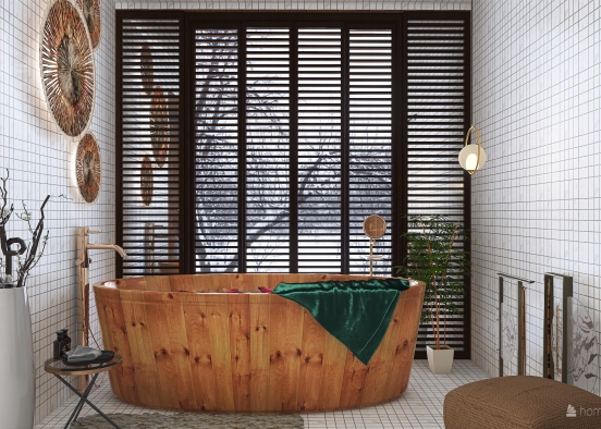 Bohemian Rustic Hot tub in winter Design Rendering