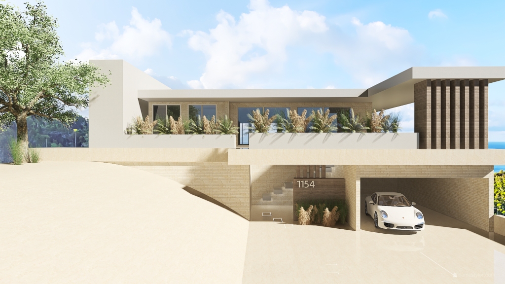 Modern Bohemian Casa del Medio Oriente White EarthyTones Orange 3d design renderings
