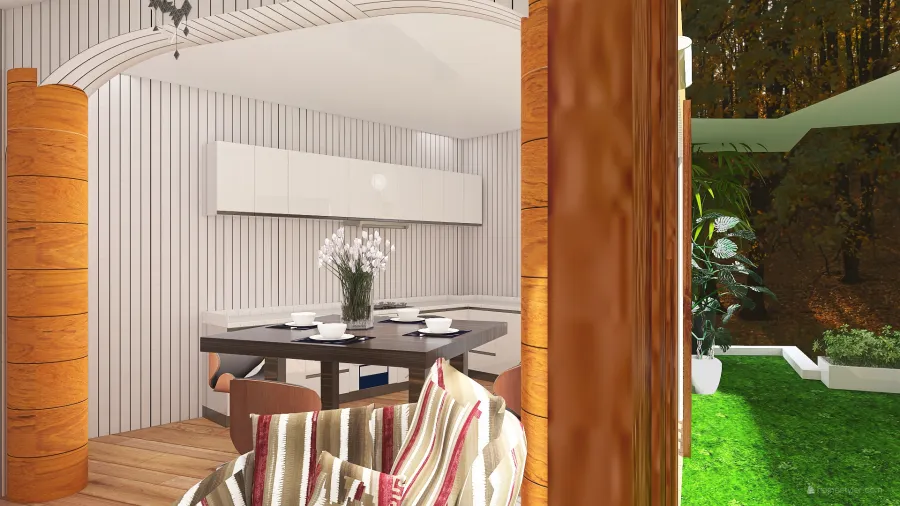 Contemporary #HSDA2020Residential House in Woods WoodTones 3d design renderings