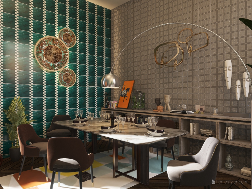Dining room/bar with smoking area 3d design renderings