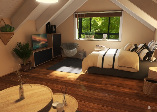 Attic - bedroom Design Rendering