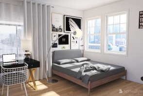 Minimalist dorm room Design Rendering