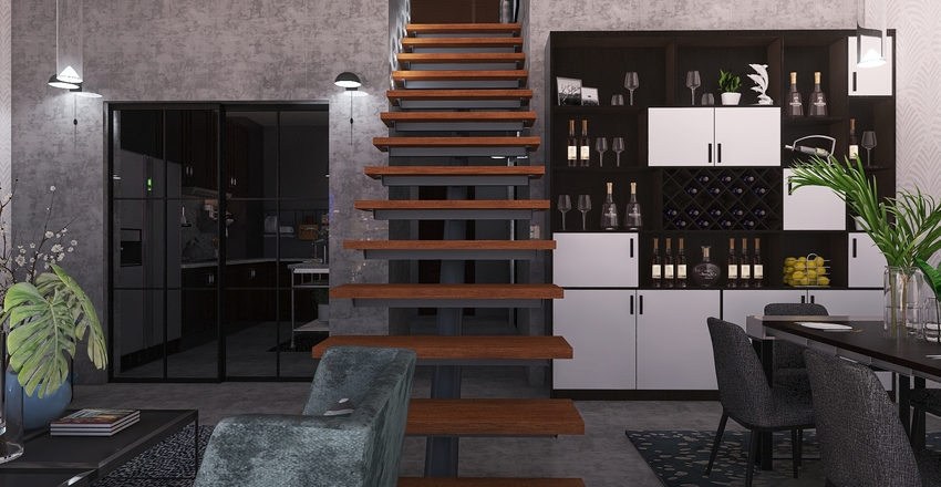 Loft Apartment Interior Design Render