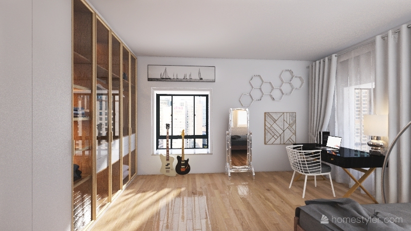 Minimalist dorm room 3d design renderings