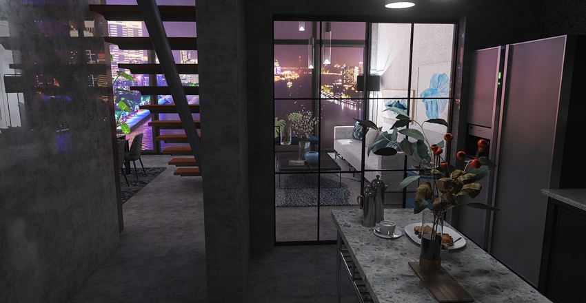 Loft Apartment Interior Design Render
