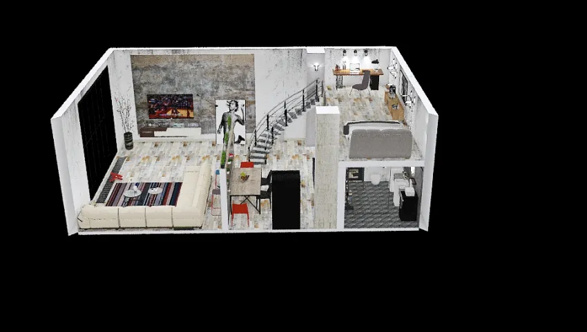 #HSDA2020Residential #Loft  city-apartment 90m2 3d design picture 89.06