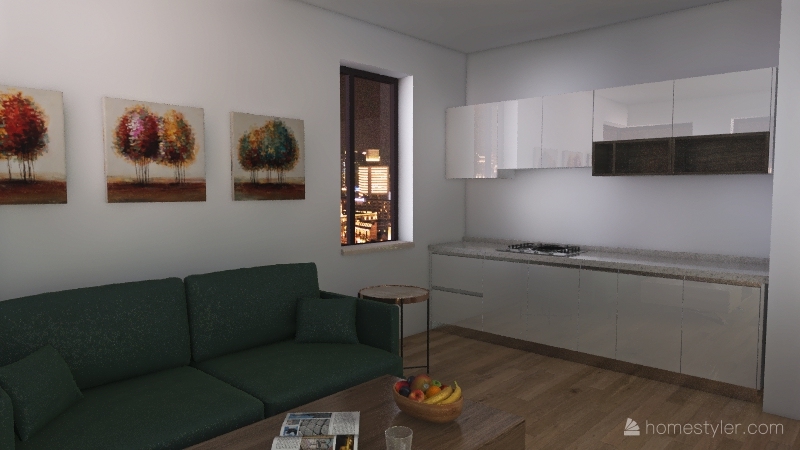 Modern Simple One Bedroom Apartment. 3d design renderings