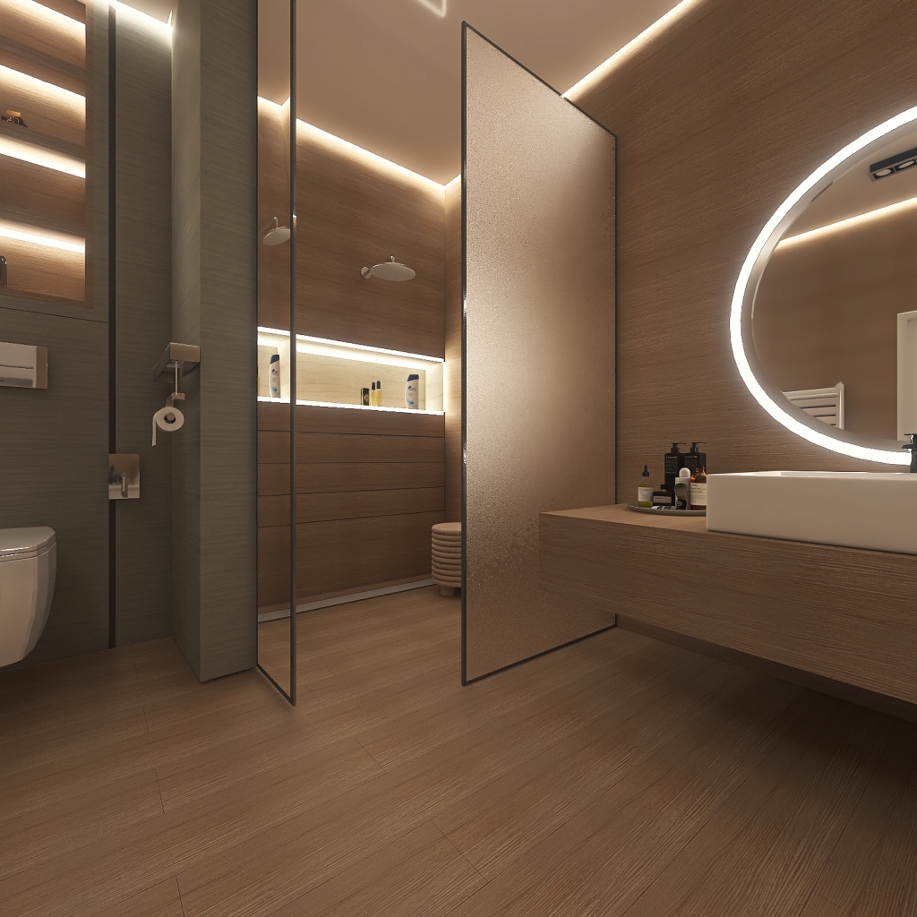 Modern Black Grey Red Bathroom 3d design renderings