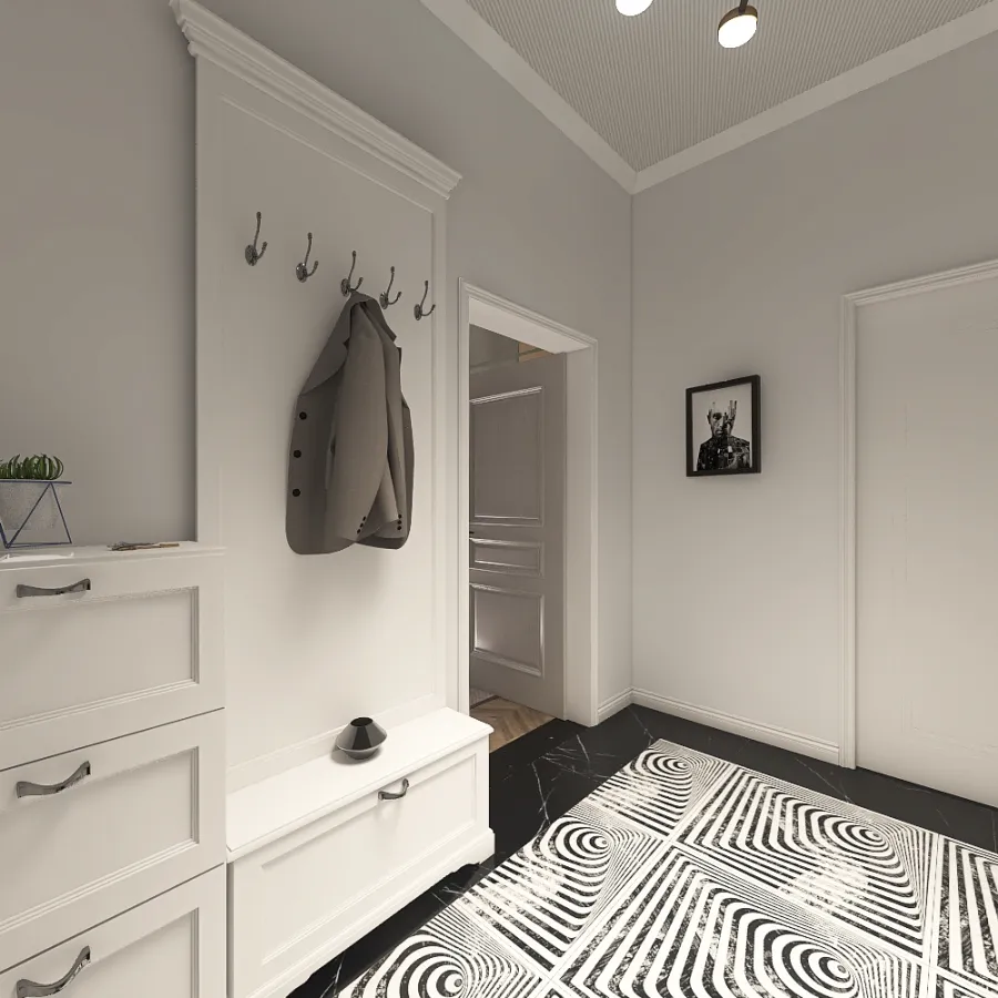Modern Black Grey Red Hallway 3d design renderings