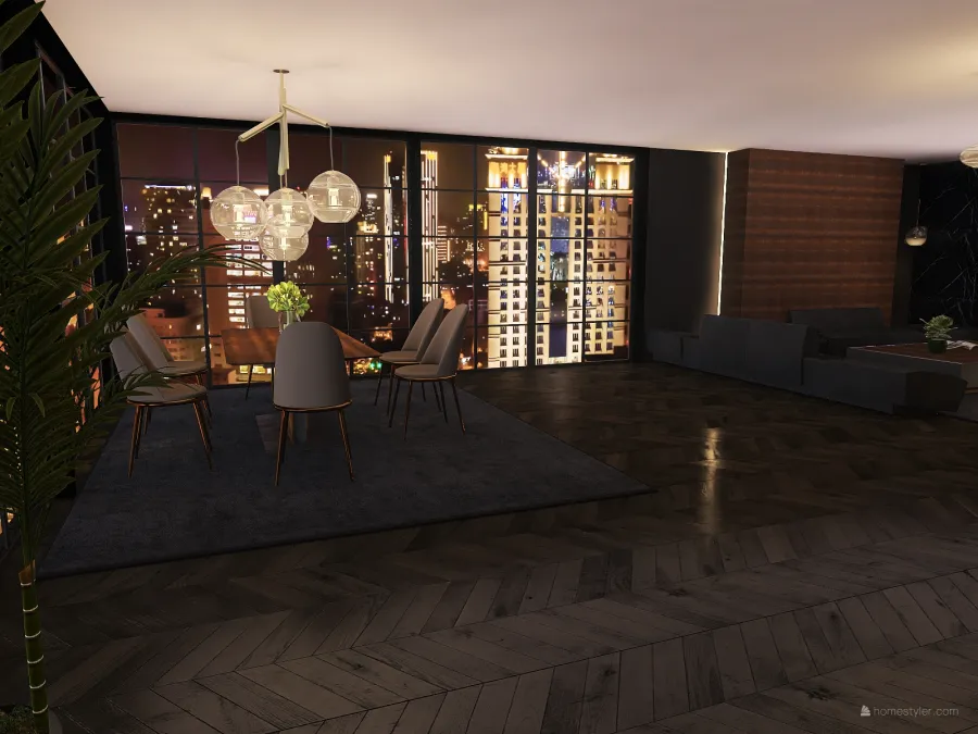 black apartment 3d design renderings