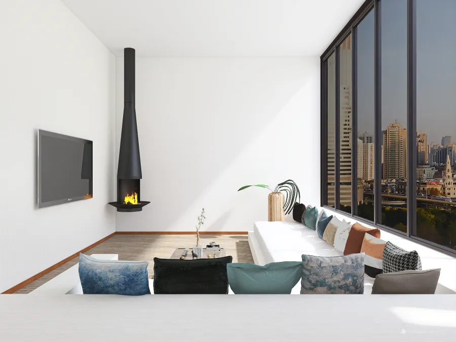 Wabi Sabi style lounge in NY 3d design renderings