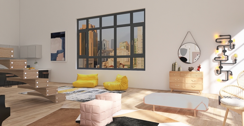 Modern loft Interior Design Render