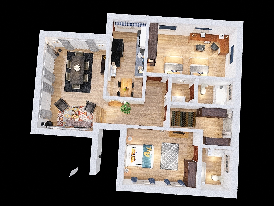 progetto appartamento per 4 persone Brogliatti 3d design renderings