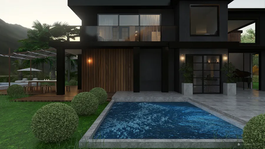 Modern Contemporary #HSDA2020Residential - Californian Modern Villa Black White Grey 3d design renderings
