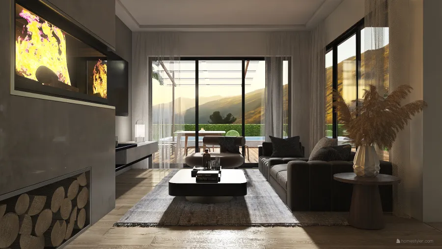 Modern Contemporary Black White Grey Hallway 3d design renderings