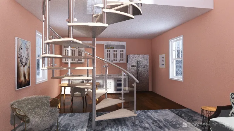 Small home with loft 3d design renderings