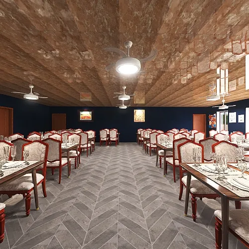 restaurant on beach 3d design renderings