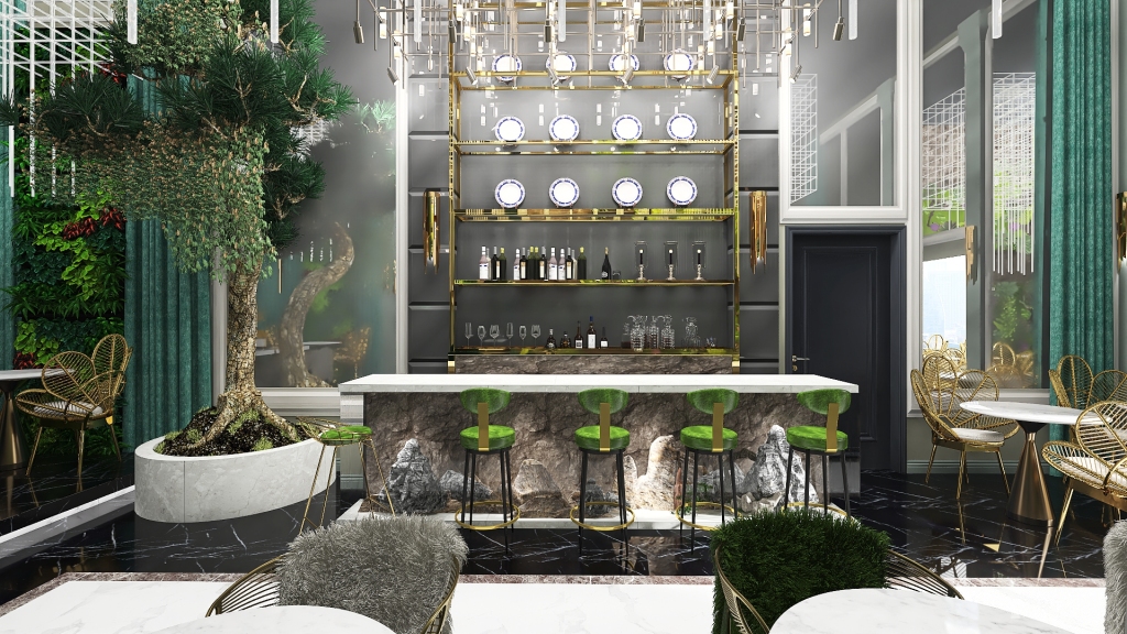 StyleOther TropicalTheme #HSDA2020Commercial - SELA-rome Hollywood Glam in Botanical Concept Green 3d design renderings