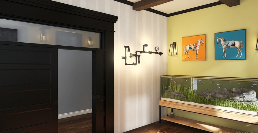 Industrial Farmhouse (Downstairs) Interior Design Render
