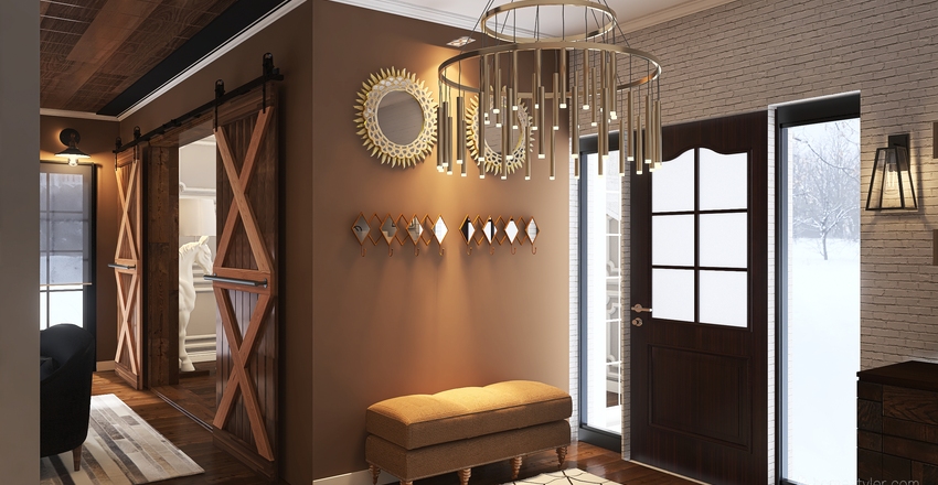 Industrial Farmhouse (Downstairs) Interior Design Render