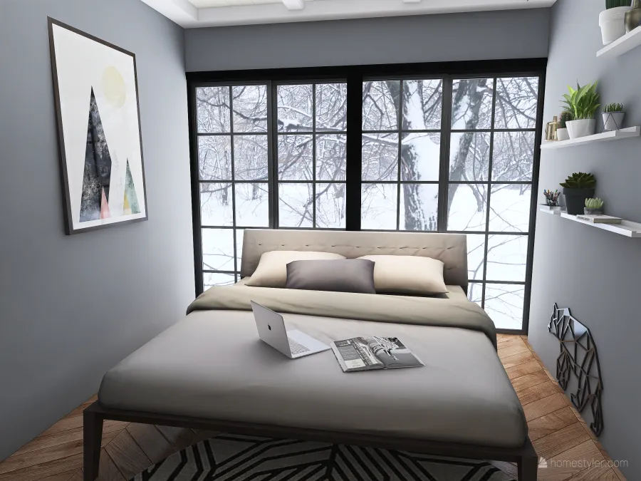 Winter bedroom 3d design renderings