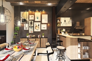 Industrial #HSDA2020Residential-Industrial design style-kitchen Design Rendering