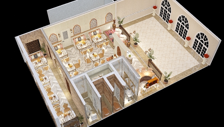 #HSDA2020Commercial  Arabic Theme Fine Dining Restaurant 3d design picture 152.56