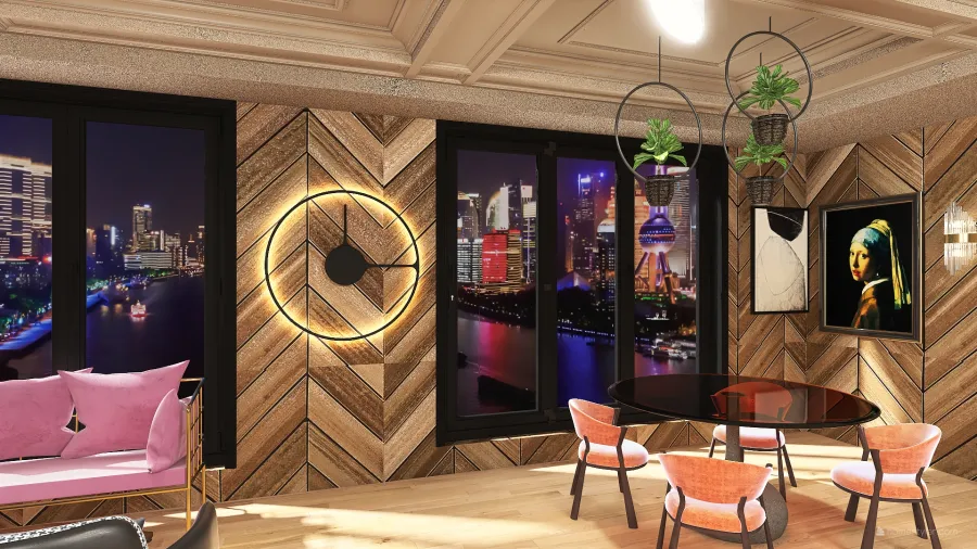 Luxury city hotel restaurant 3d design renderings