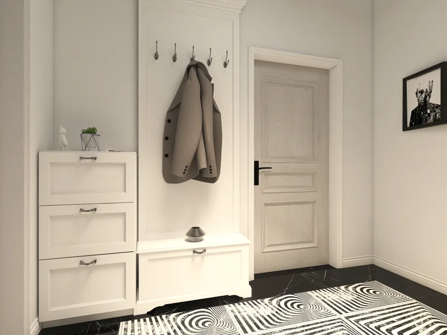 Modern Black Grey Red Hallway 3d design renderings