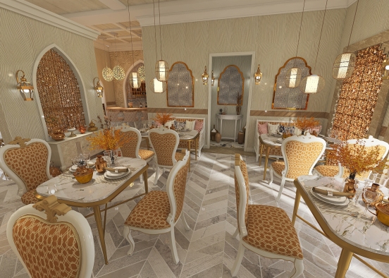 Mediterranean StyleOther Modern #HSDA2020Commercial  Arabic Theme Fine Dining Restaurant Design Rendering