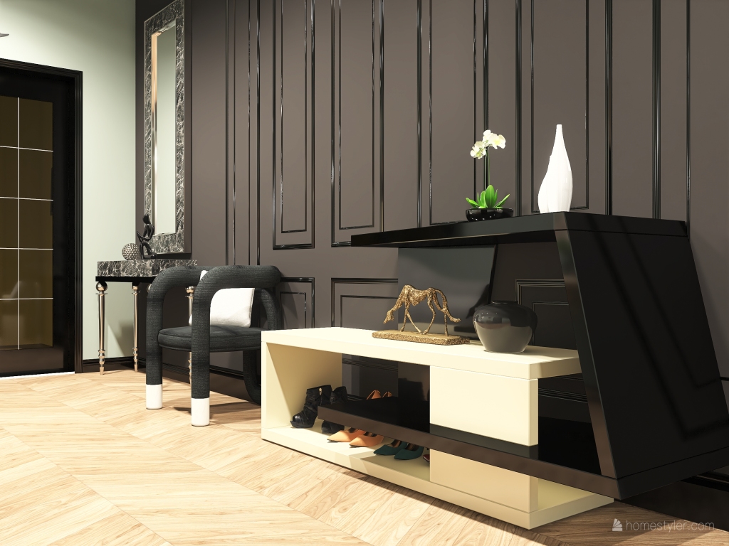 Modern Black Grey Red Corridor 3d design renderings