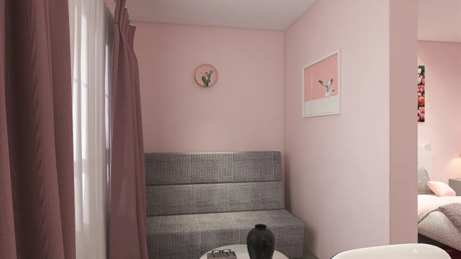 Pink Kids Bedroom 3d design renderings