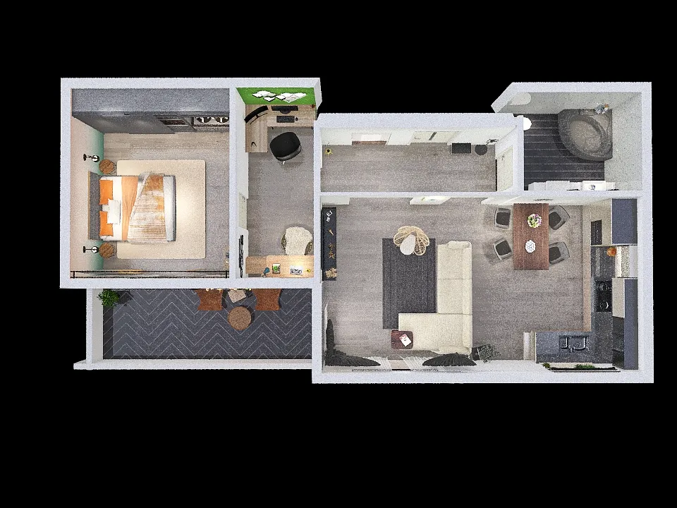 metropolis 1 bedroom flat 3d design renderings