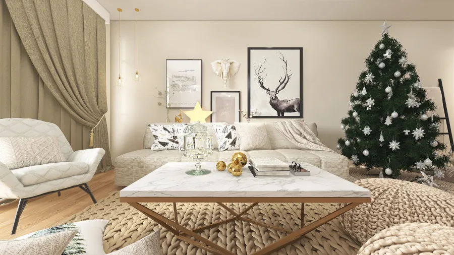 Small apartment with Christmas details. 3d design renderings