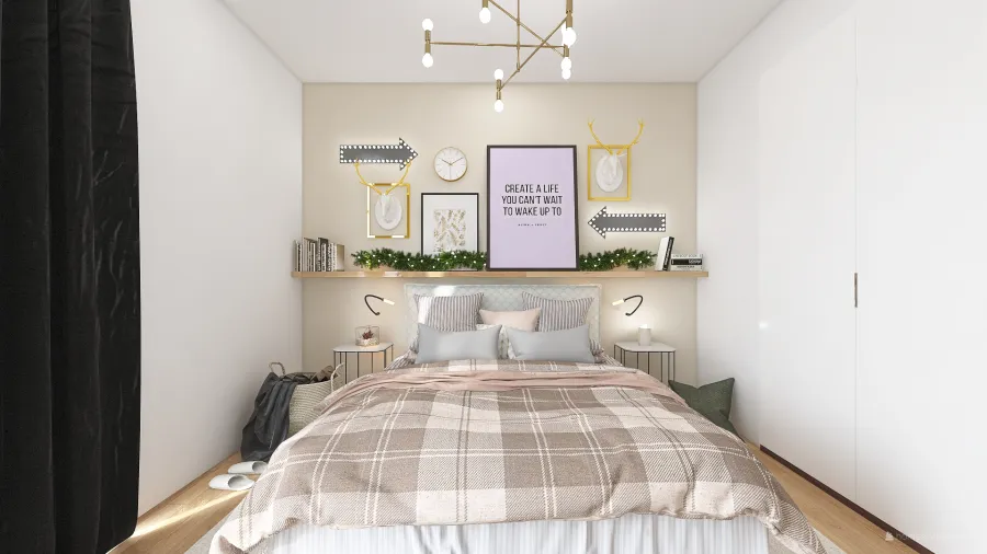 Small apartment with Christmas details. 3d design renderings