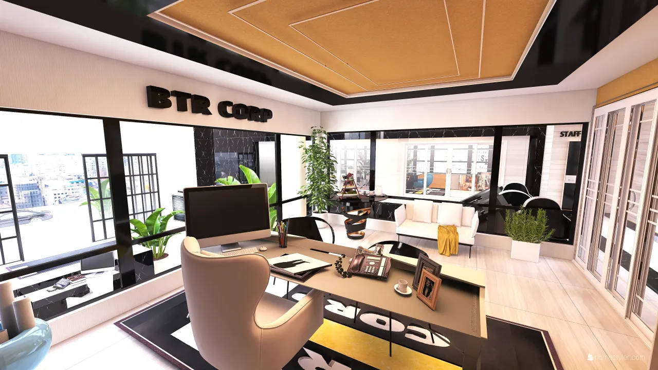 Contemporary Modern Yellow Black OtherRoom 3d design renderings