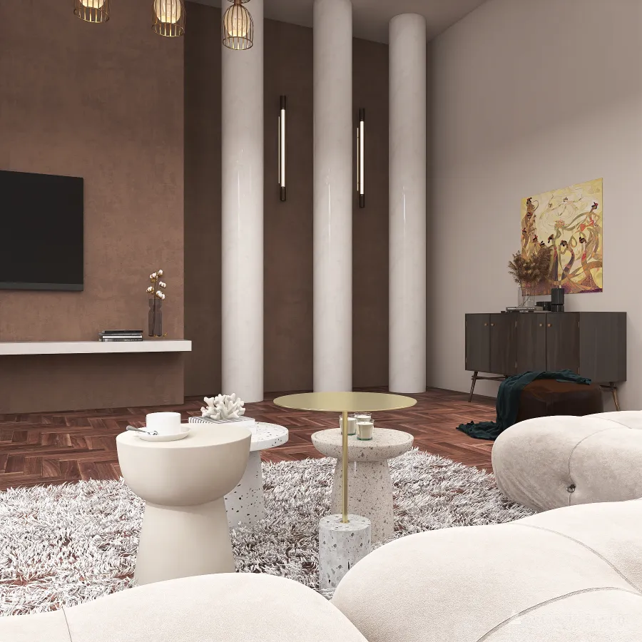 Contemporary WabiSabi livingroom #HSDA2020Commercial Beige EarthyTones 3d design renderings