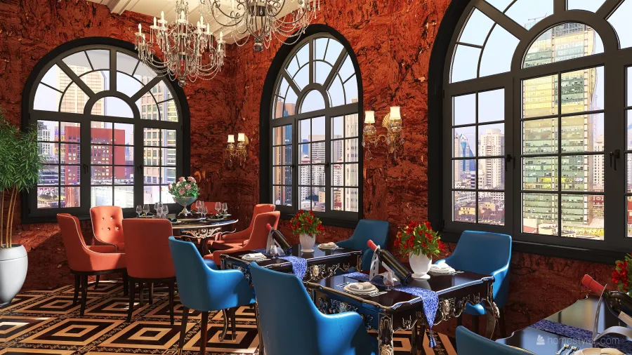 Traditional Fine Dining Restaurant 3d design renderings