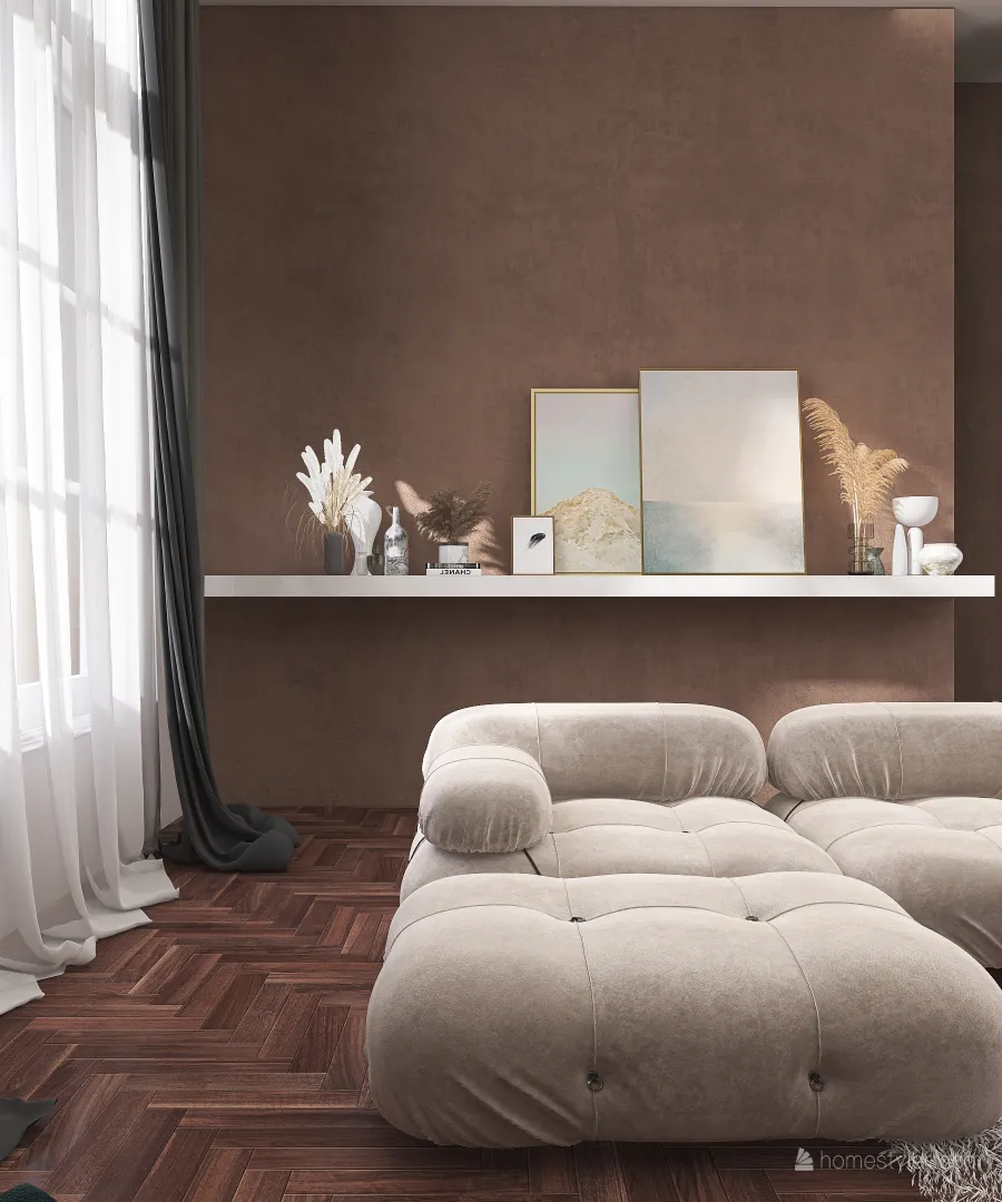 Contemporary WabiSabi livingroom #HSDA2020Commercial Beige EarthyTones 3d design renderings