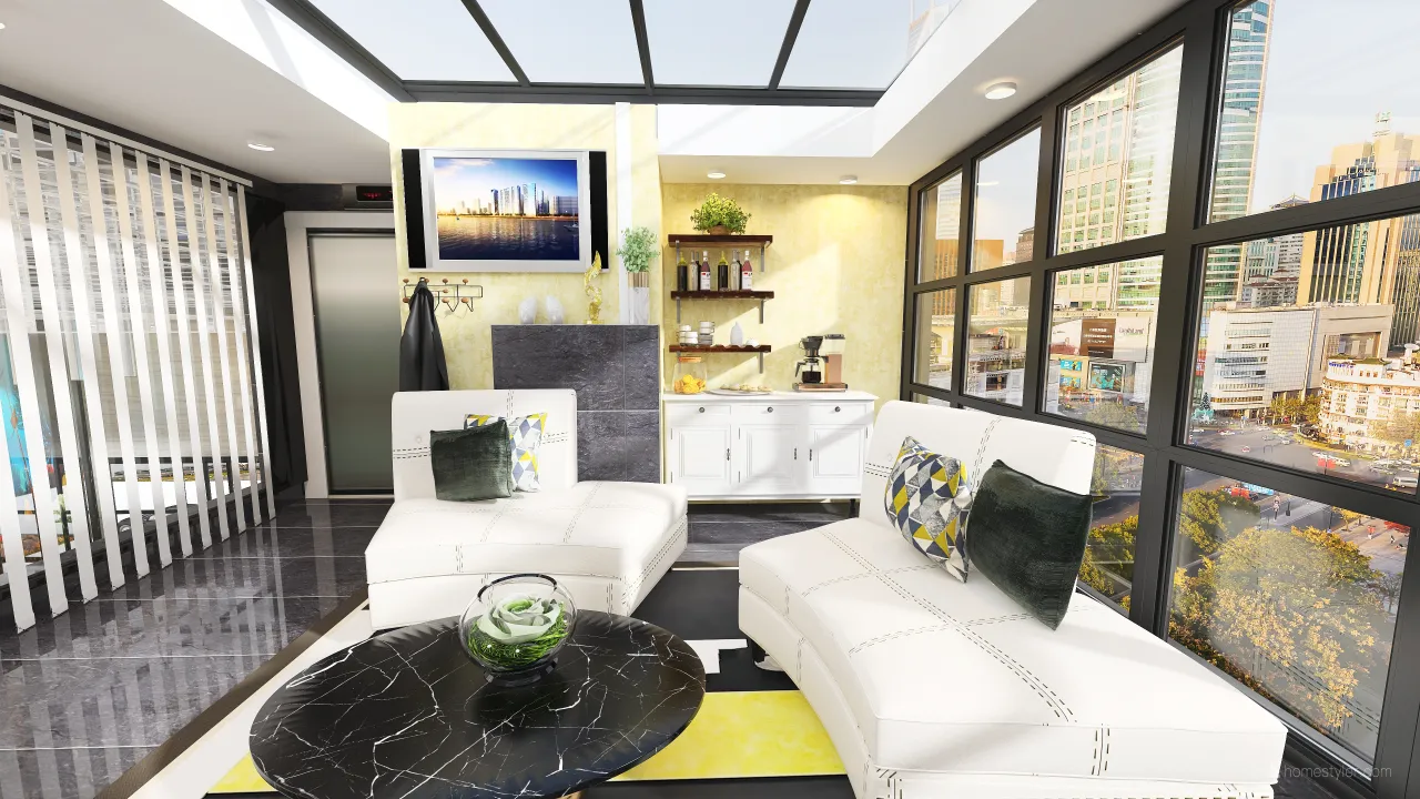 Contemporary Modern Yellow Black OtherRoom 3d design renderings