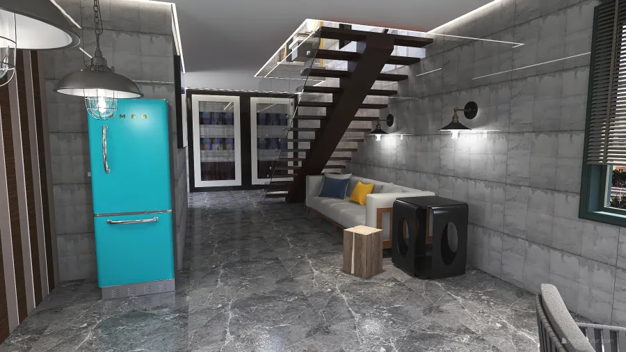 Project of modern apartment this 2 floors 3d design renderings