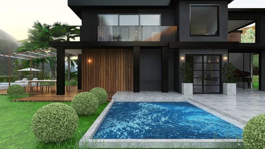 Modern Contemporary #HSDA2020Residential - Californian Modern Villa Black White Grey 3d design renderings