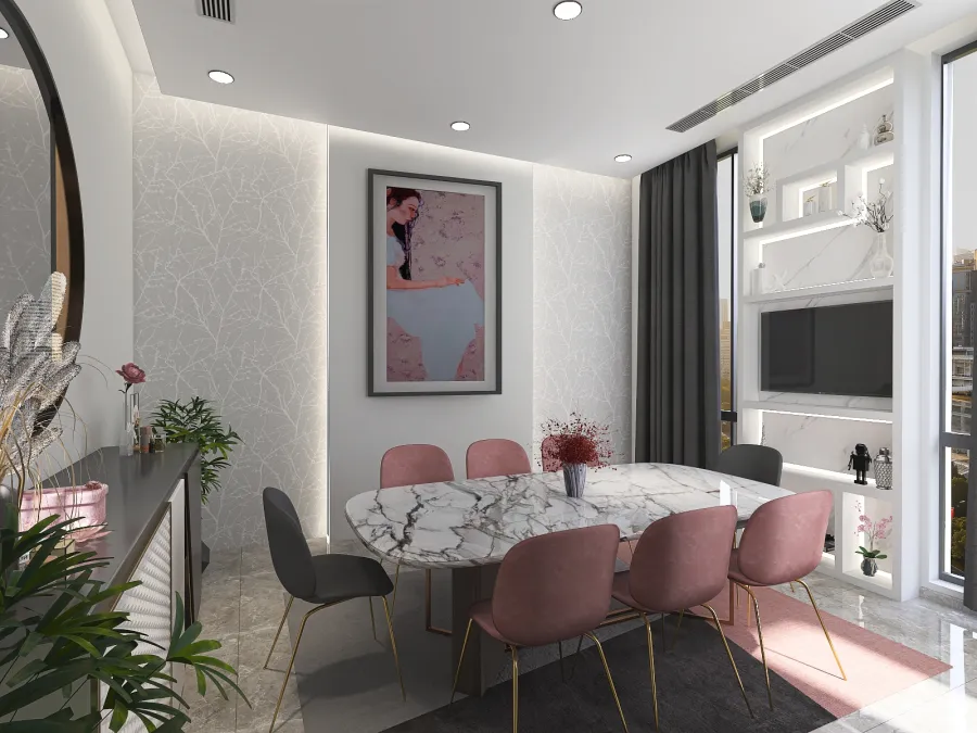 VILLA MR-ADEL-WOMEN'S DINNING ROOM 3d design renderings