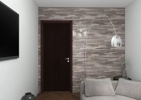 Living Room in Apartment - Dark Bachelor Style Design Rendering