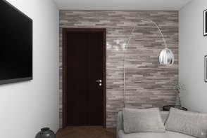 Living Room in Apartment - Dark Bachelor Style Design Rendering