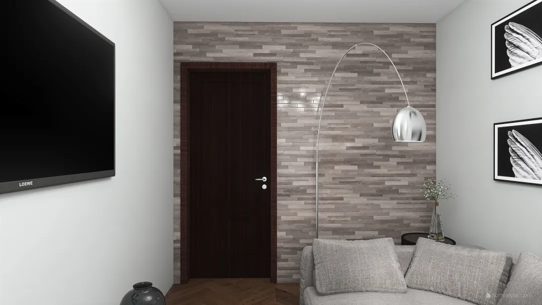 Living Room in Apartment - Dark Bachelor Style 3d design renderings