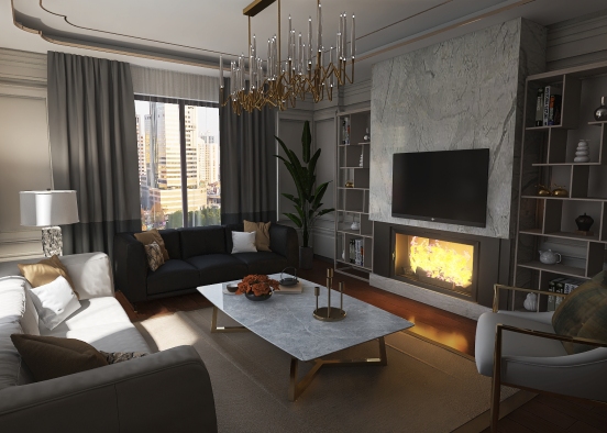 Avant-Garde Living Room Plan Design Rendering