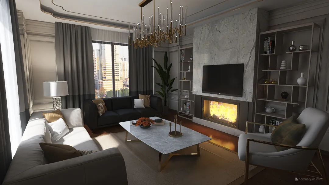 Avant-Garde Living Room Plan 3d design renderings