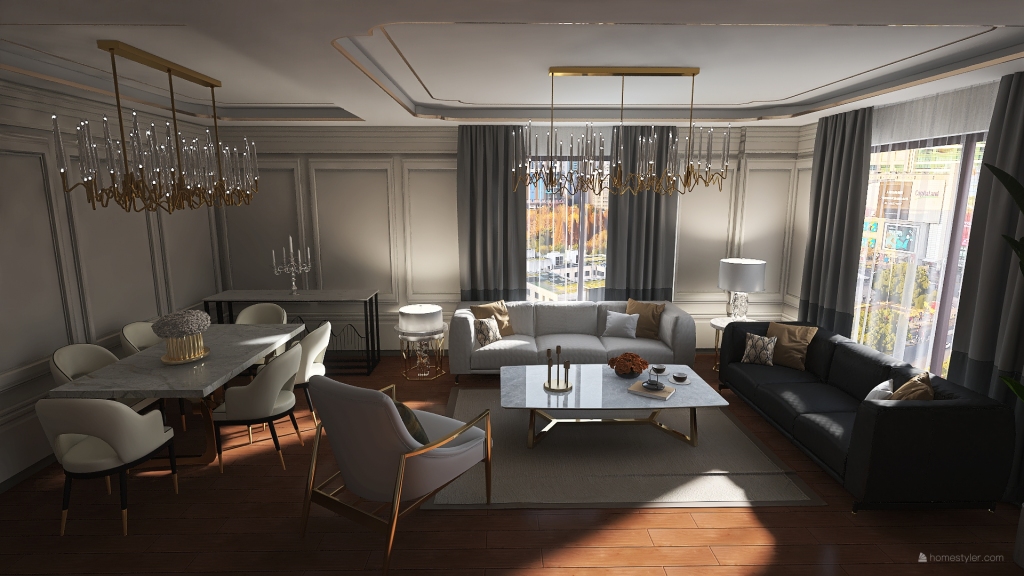 Avant-Garde Living Room Plan 3d design renderings