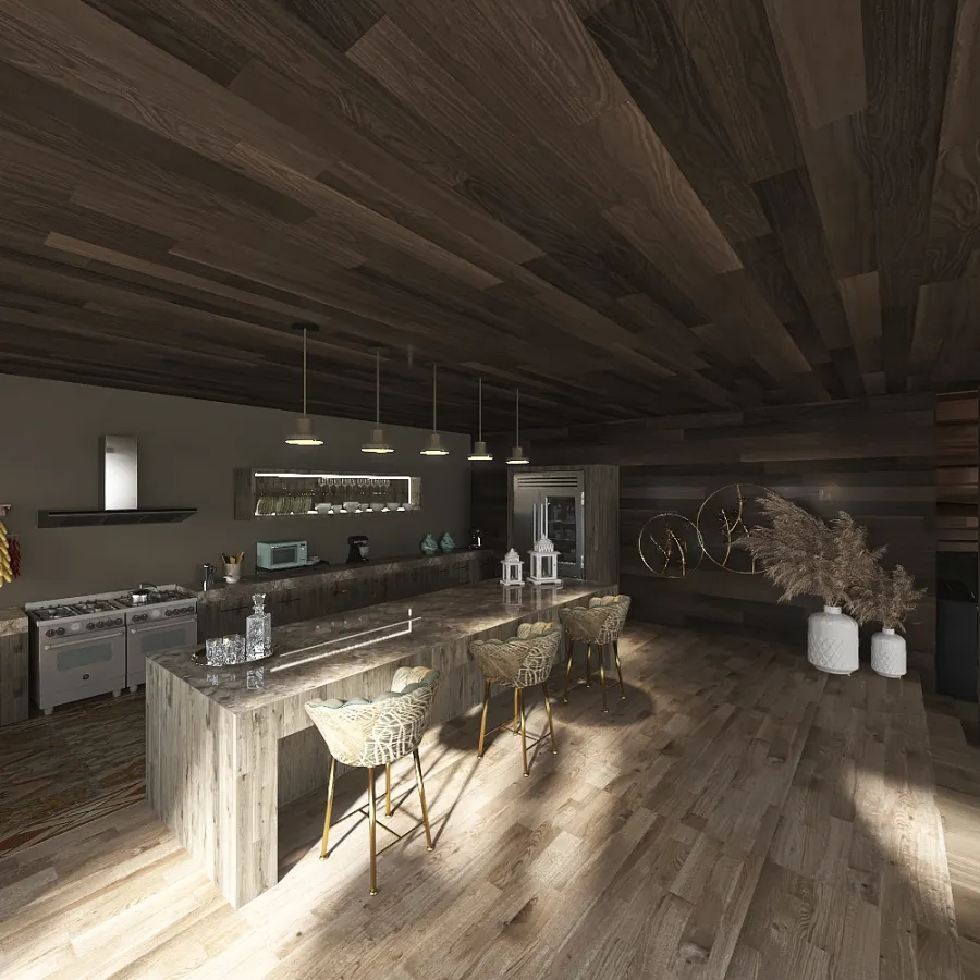 wood and stone 3d design renderings